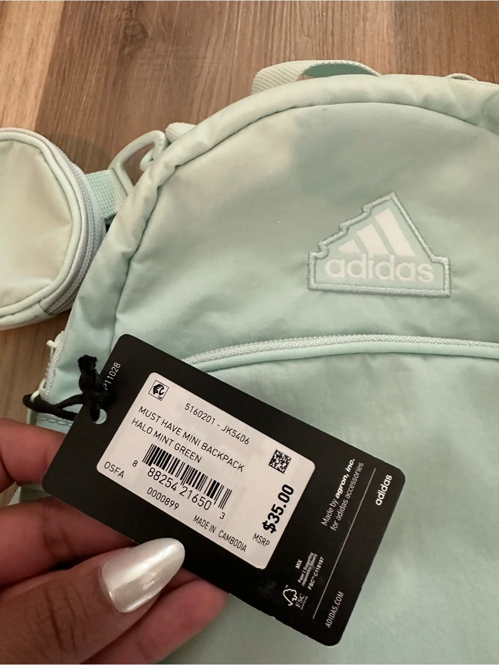 Adidas Must Have Festival Mini Travel Small Backpack Bag - Halo Mint Green - Picture 7 of 8
